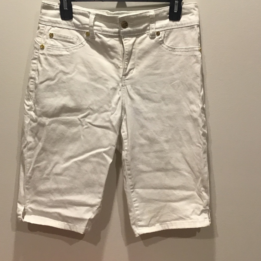 Iman white bermuda stretch shorts